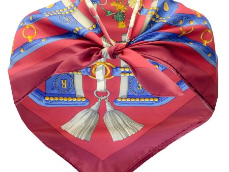 Hermes Red   Blue Multi Aux Champs Square Silk Twill Scarf For Cheap