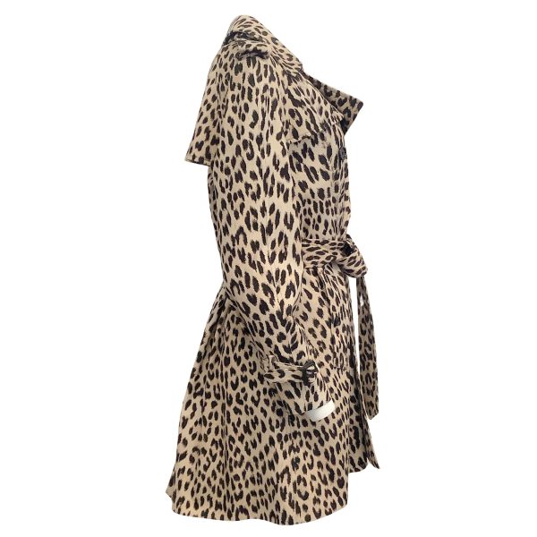 Celine Cotton Twill Leopard Print Short Trench Coat Online now