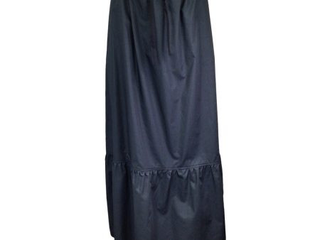 Atlantique Ascoli Black Drawstring Cotton Maxi Skirt Online Hot Sale