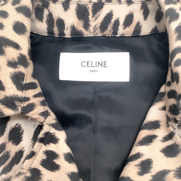 Celine Cotton Twill Leopard Print Short Trench Coat Online now